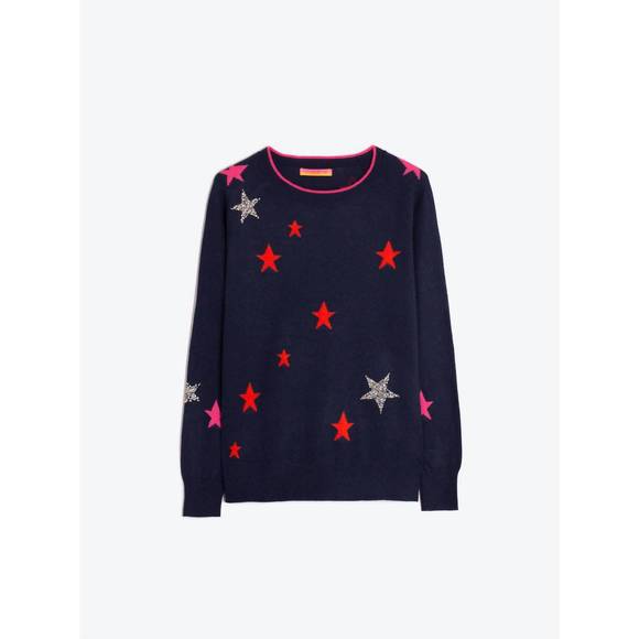 NEW VILAGALLO intarsia stars sweater in navy - Picture 3 of 4